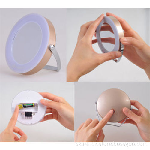 3X magnifying, mini and compact built-in LED light makeup mirror